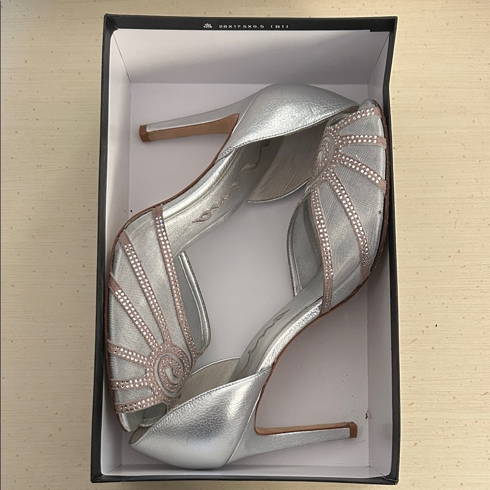 Nina Silver and Pink Strappy Heels